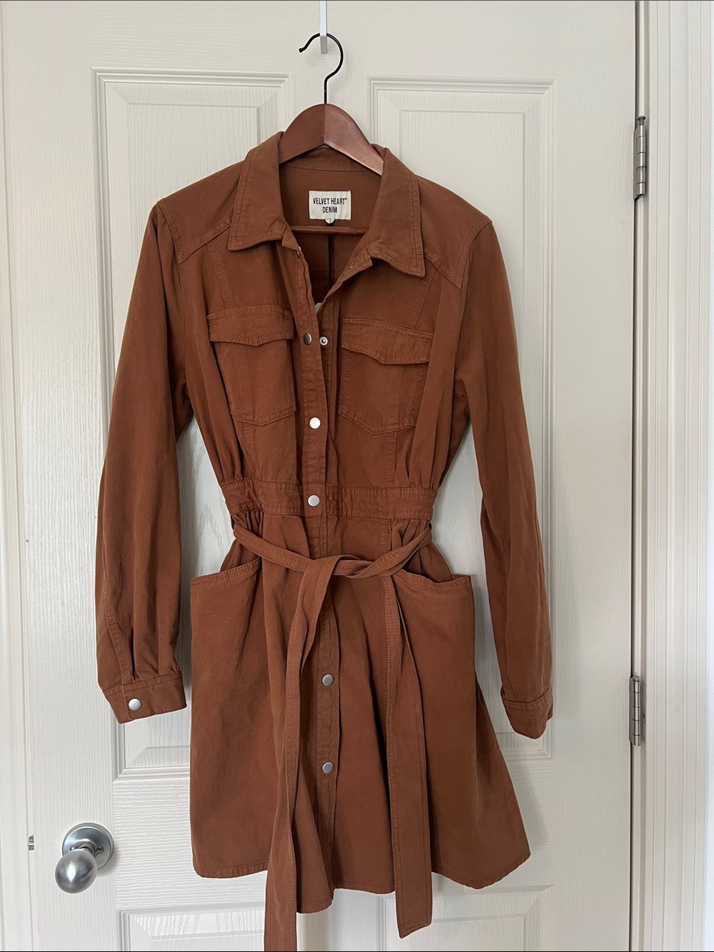 Velvet Heart Rust Utility Belted Shirt Jacket